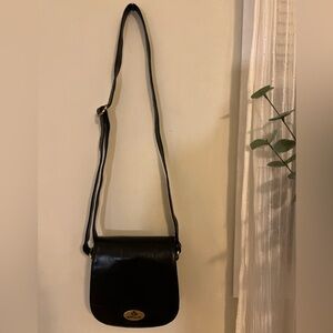 Rowallan Black Leather Crossbody Bag
